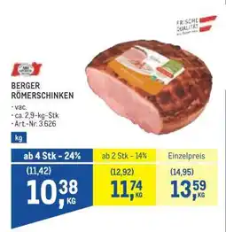 Metro BERGER RÖMERSCHINKEN Angebot