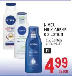 Metro NIVEA MILK, CREME OD. LOTION Angebot