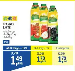 Metro Pfanner Säfte Angebot