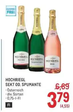 Metro HOCHRIEGL SEKT OD. SPUMANTE Angebot