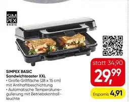 Eurospar SIMPEX Basic Sandwichtoaster XXL Angebot