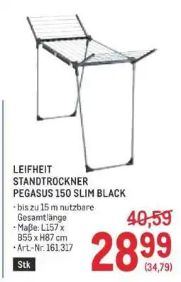 Metro LEIFHEIT STANDTROCKNER PEGASUS 150 SLIM BLACK Angebot