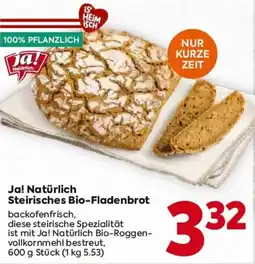 Billa Ja! Natürlich Steirisches Bio-Fladenbrot Angebot
