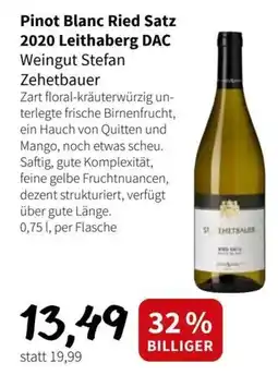Der Grissemann Pinot Blanc Ried Satz 2020 Leithaberg DAC Weingut Stefan Zehetbauer Angebot