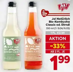 Billa Ja! Natürlich Bio-Kombucha Classic od. Dirndl Angebot