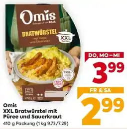 Billa Omis XXL Bratwürstel mit Püree und Sauerkraut Angebot