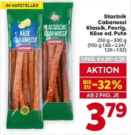 Billa Stastnik Cabanossi Klassik, Feurig, Käse od. Pute Angebot