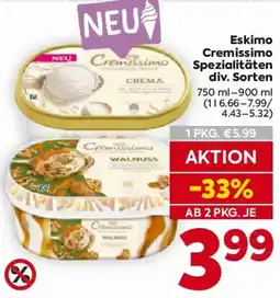 Billa Eskimo Cremissimo Spezialitäten Angebot