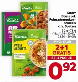 Billa Knorr Basis od. Feinschmecker-saucen Angebot