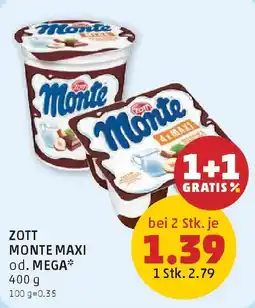 PENNY Zott monte maxi od. mega Angebot