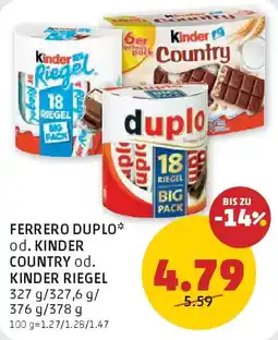 PENNY Ferrero duplo od. kinder country od. kinder riegel Angebot