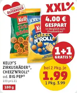PENNY Kelly's zirkusräder, cheez'n'roll od. big pep Angebot