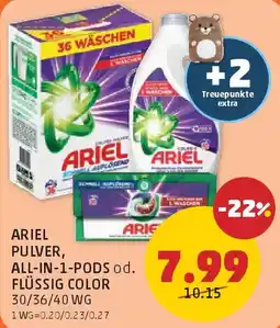 PENNY Ariel Pulver, All-in-1-Pods od. Flüssig Color Angebot