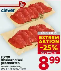 Billa clever Rindsschnitzel geschnitten Angebot