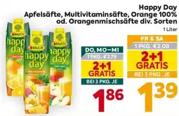 Billa Happy Day Apfelsäfte, Multivitaminsäfte, Orange 100% od. Orangenmischsäfte Angebot