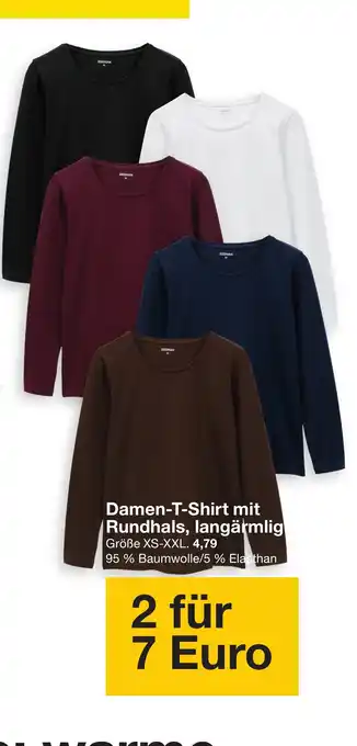 Damen-T-Shirt mit Rundhals, langärmelig