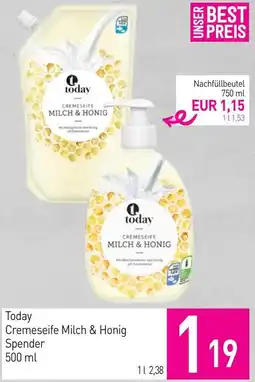 Sutterlüty Today Cremeseife Milch & Honig Angebot