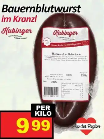 Wurstico Bauernblutwurst im Kranzl Habinger Angebot