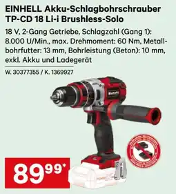 Lagerhaus Einhell Akku-Schlagbohrschrauber TP-CD 18 Li-i Brushless-Solo Angebot