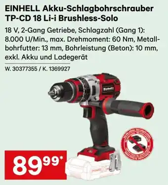 Einhell Akku-Schlagbohrschrauber TP-CD 18 Li-i Brushless-Solo