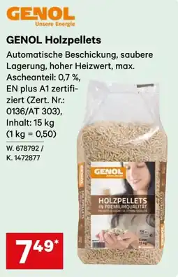 Lagerhaus GENOL Holzpellets Angebot