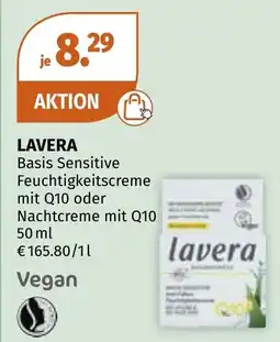 Müller Lavera Basis Sensitive Feuchtigkeitscreme mit Q10 oder Nachtcreme mit Q10 Angebot
