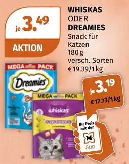 Müller Whiskas oder Dreamies Snack Angebot
