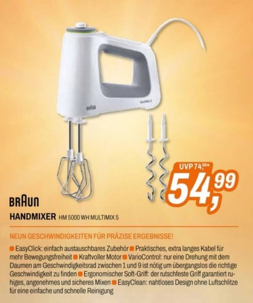 BRAUN HANDMIXER HM 5000 WH MULTIMIX 5 Angebot bei Expert
