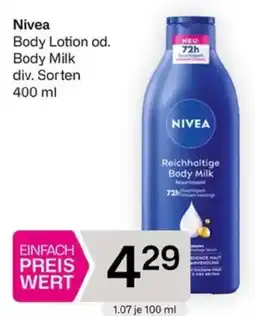 Bipa Nivea Body Milk Angebot