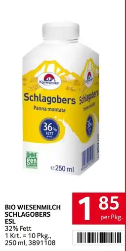 Transgourmet Bio Wiesenmilch Schlagobers ESL Angebot