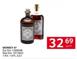 Transgourmet Monkey 47 Dry Gin, Sloe Gin Angebot
