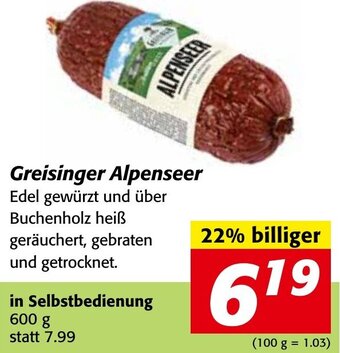 Strasser Markt Greisinger Alpenseer 600 g Angebot