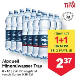 MPreis Alpquell Mineralwasser Tray Angebot