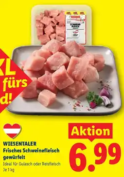 Lidl Wiesentaler Frisches Schweinefleisch gewürfelt Angebot