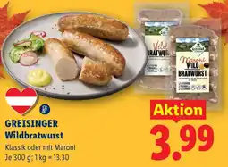 Lidl Greisinger Wildbratwurst Angebot