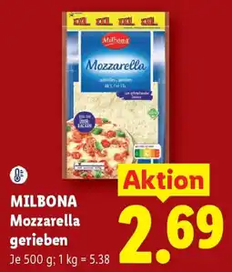 Lidl Milbona Mozzarella gerieben Angebot