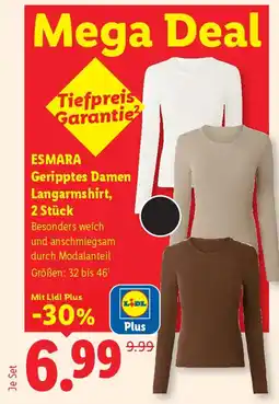 Lidl ESMARA Geripptes Damen Langarmshirt Angebot