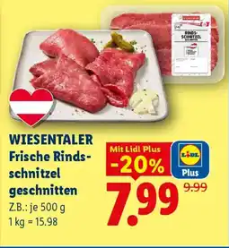 Lidl Wiesentaler Frische Rinds-schnitzel geschnitten Angebot