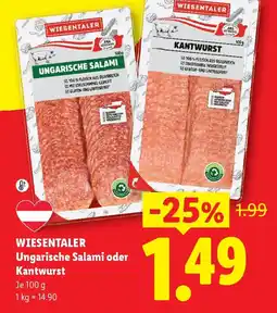 Lidl Wiesentaler Ungarische Salami oder Kantwurst Angebot