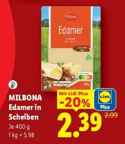 Lidl Milbona Edamer in Scheiben Angebot