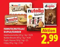 Lidl Hanuta/Nutella/Duplo/Kinder Angebot
