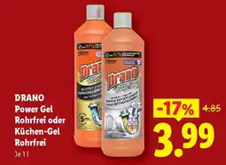 Lidl Drano Power Gel Rohrfrei oder Küchen-Gel Rohrfrei Angebot