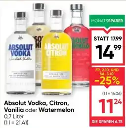 Maximarkt Absolut Vodka, Citron, Vanilla oder Watermelon Angebot
