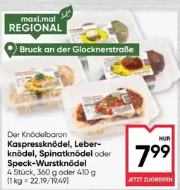 Maximarkt Der Knödelbaron Kaspressknödel, Leberknödel, Spinatknödel oder Speck-Wurstknödel Angebot
