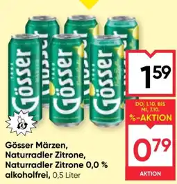 Maximarkt Gösser Märzen, Naturradler Zitrone, Naturradler Zitrone 0,0 % alkoholfrei Angebot