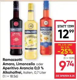 Maximarkt Ramazzotti Amaro, Limoncello oder Aperitivo Arancia Angebot