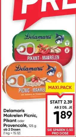 Maximarkt Delamaris Makrelen Picnic, Pikant oder Provencale Angebot