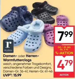 Maximarkt Rubin Damen- oder Herren-Warmfutterclogs Angebot