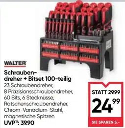 Maximarkt WALTER Schraubendreher + Bitset 100-teilig Angebot
