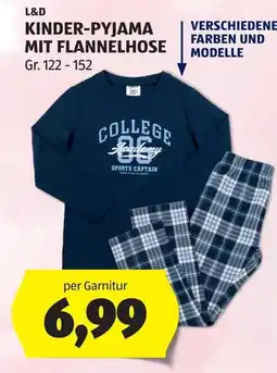Hofer L&D Kinder-Pyjama mit Flanellhose Angebot
